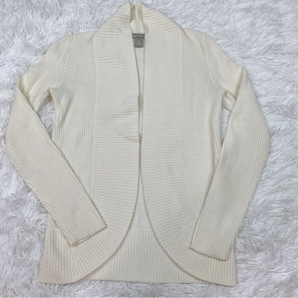 Banana Republic ribbed knit open front Sweater cardigan in ivory